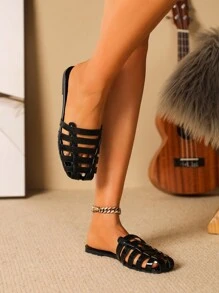 شبشب نسائي مسطح، صنادل صيفية للخارج قابلة للتنفس مضادة للانزلاق ذات أصابع مغلقة، سهلة الارتداء، أحذية نسائية عصرية وأحذية خشبية، بخطوط ملونة وطبعة جلد الثعبان بتصميم مربع للأصابع، صنادل نسائية مسطحة وصنادل