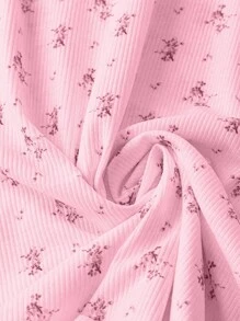 SHEIN LUNE Áo thun họa tiết hoa cổ chữ V tay lửng mùa hè cỡ lớn cho nữ Áo thun thường ngày đi nghỉ mát dành cho nữ - Hồng - Xem 5