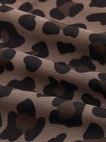 ROMWE Grunge Punk Y2K Gyaru Shibuya Stil Leoparden Muster Mesh Bandeau Top mit Schleifen Dekor und geraffter Taille für Damen, Schule