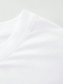 SHEIN LUNE 80年代印花2件套裝，復古80年代字母休閒短袖T恤和短褲套裝，夏季運動裝，女裝 - 黑色 - 查看 3