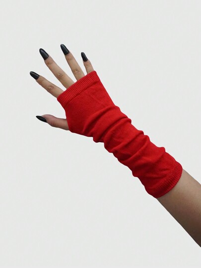 Grunge Punk Women's Red Arm Sleeve Christmas Burgundy