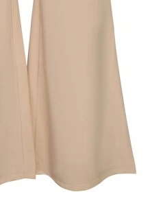 DreamSkyne Plus Size Casual Solid Color Flared Pants Fall Cloth For Women - Apricot - View 3