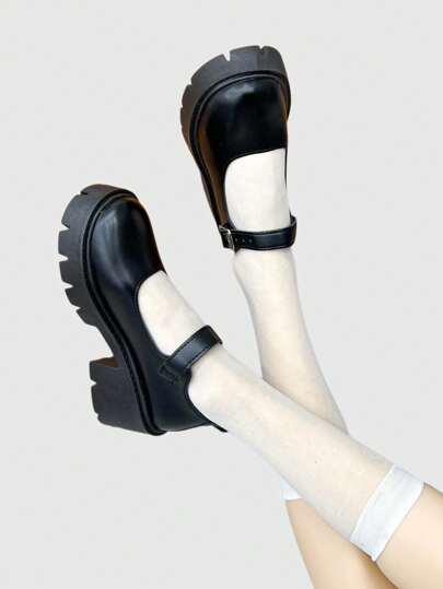 Sandali Mary Jane con dettaglio fibbia, ideali per l'autunno