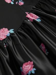 SHEIN MOD Floral Satin Princess Cami Mini Dress - Multicolor - View 4