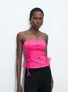 Maija Dames effen tube-top met veters, mouwloos, zomer