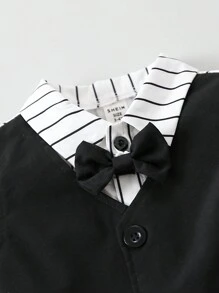 Souflis Souflis Young Boy Fashionable Gentleman Vest 2 In 1 Shirt And Pants Set Black Baby Boys Setsformal Outfit For Baby Boy Chic Outfits For Autumn/Winter