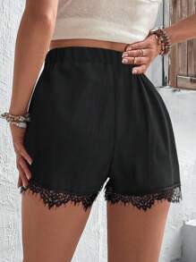 SHEIN LUNE Pantaloni scurti de damă cu tiv din dantelă