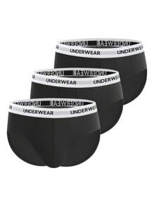 Men's Letter Jacquard Waistband Triangle Briefs, Pack Of 3