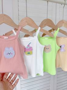 SHEIN Bé Gái Xuân/Hè Dễ Thương Thường Ngày Thoải Mái Thêu 3D Họa Tiết Động Vật Nhỏ Thích Hợp Cho Cả Nhà - Nhiều màu - Xem 1