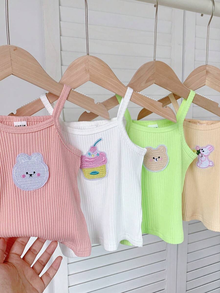 SHEIN Bé Gái Xuân/Hè Dễ Thương Thường Ngày Thoải Mái Thêu 3D Họa Tiết Động Vật Nhỏ Thích Hợp Cho Cả Nhà - Nhiều màu - Xem 1