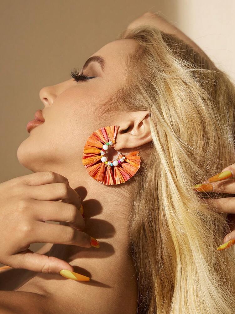 Paper Retro Vacation Style Woven Statement Earrings