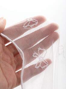 DAZY Lace Bow Decor Sheer Long Sleeve Blouse, Suitable For Party, Valentine's Day Summer - Beige - View 9