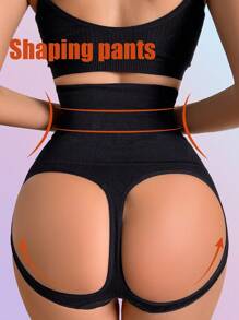 Women Seamless High Waist Tummy Control Sexy Butt Lifter Triangle Panties Shapewear Bottom, 1pc - Black - View 2