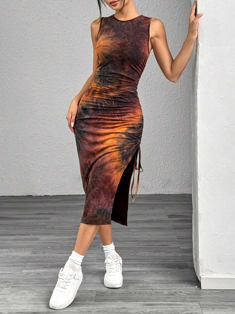 SHEIN EZwear Tie-Dye Knit Sleeveless Bodycon Dress For Women | SHEIN EUR
