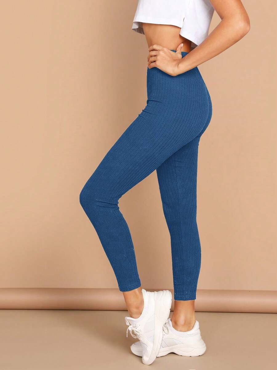 EURMUSE Women Solid Color Compression Leggings For Sports - Baby Blue - View 1
