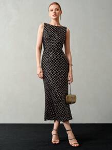 MOTF PREMIUM CONTRAST SEQUINS MERMAID HEM DRESS,HOLIDAY PARTY BIRTHDAY FORMAL EVENING OCCASSION - Black - View 1