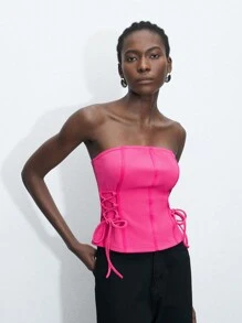 Maija Dames effen tube-top met veters, mouwloos, zomer