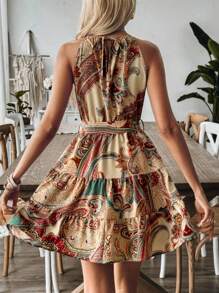 SHEIN Clasi 女性豹紋印花度假露背短裙 - 彩色 - 查看 2