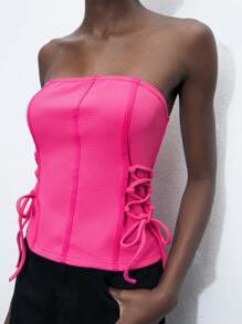 Maija Dames effen tube-top met veters, mouwloos, zomer