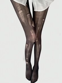 ROMWE Goth 1 Pieza Medias Desechables - Negro - Ver 1