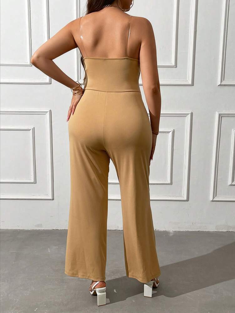 Plus Size Women's Plain Simple Daily Jumpsuit