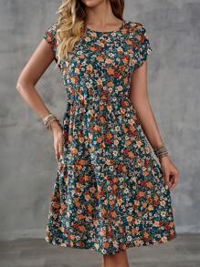EMERY ROSE Abito casual per vacanza con vita stretta e stampa floreale ditsy