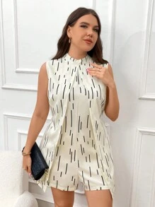 SHEIN Essnce Combinaison sans manches grande taille d'été avec couche extérieure imprimée aléatoire