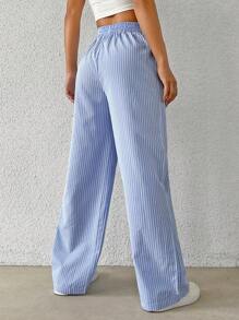 Hanevo Women's Fashionable Striped Loose Straight Wide Leg Pants Fall Cloth For Women