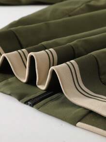Manfinity Homme Chaqueta de bloqueo de color sencilla y diaria para hombre talla grande - Verde Oliva - Ver 5
