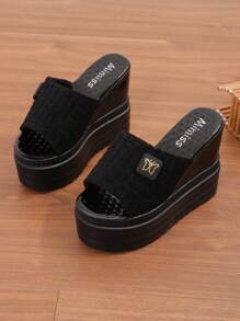 1 Pair Women's High Platform Wedge Sandals, Comfortable Thick Sole Front High Rear High Design, Waterproof, Versatile For Any Occasion Like Dates, Parties, Formal Events, Match Well With Dresses And Pants