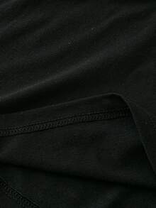 SHEIN LUNE California 女士休闲鹰字母印花露背上衣，适合夏季 - 黑色 - 查看 5