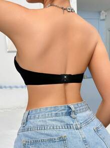 Women's Strapless Push-Up Bra, Demi Cup - Black - View 2