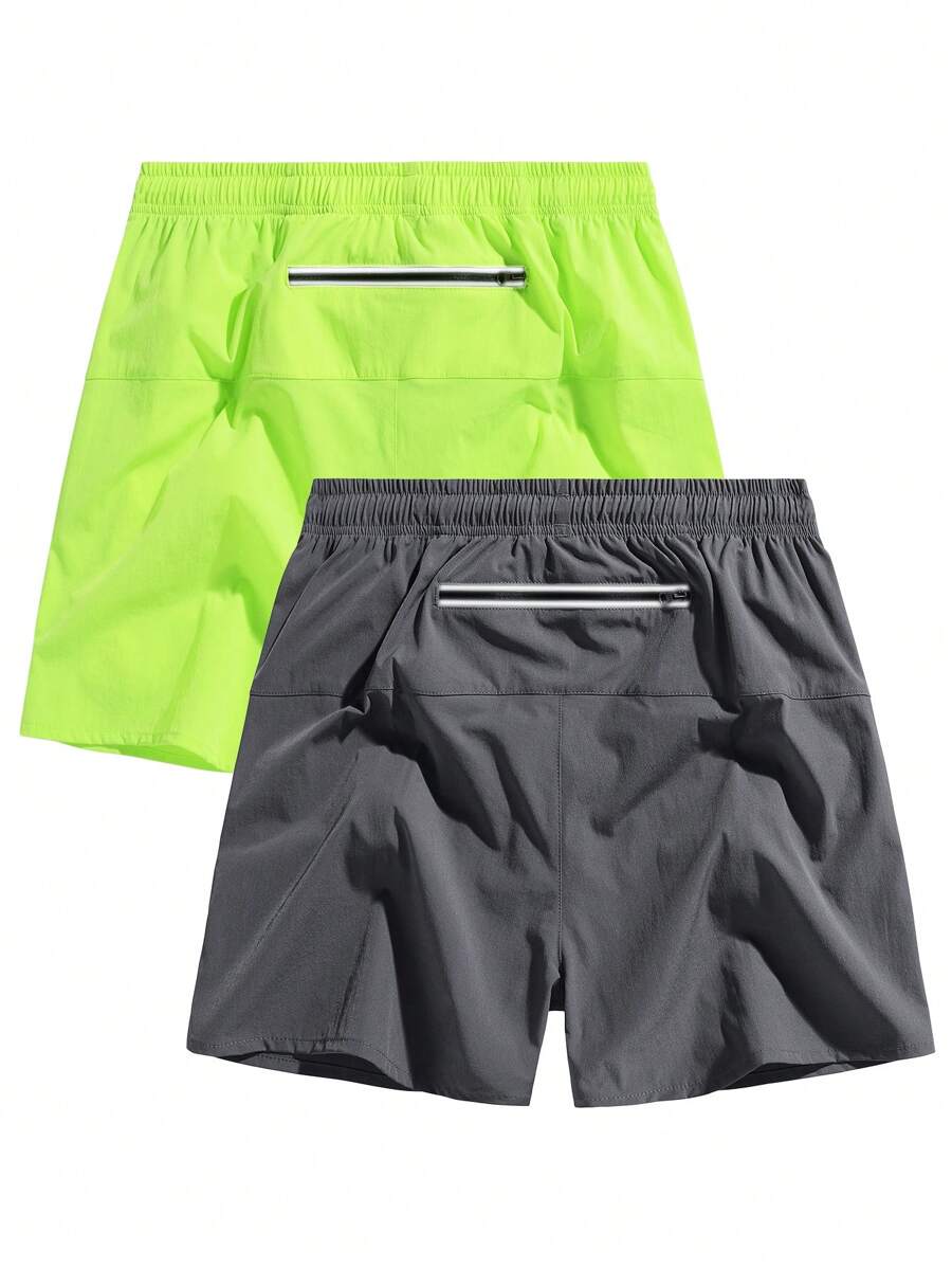 2pcs Ice Silk Sports Shorts For Men, 2024 Casual Fitness Workout Basketball Quick-Dry Bermuda Shorts For Summer - Grey - View 1