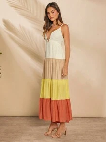 Hauture Vestido tejido con bloques de color y tirantes espagueti - Multicolor - Ver 4