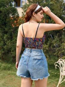 Dreamara Haut court cami à imprimé floral pour les vacances et grandes tailles, pour l été
