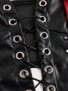 SHEIN ICON Color Block Gothic Style Women Crisscross Strap Tank Top - Multicolor - View 4