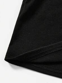 SHEIN Leap Crew 女童休閒簡約黑色背心，適用於夏季 - 黑色 - 查看 4