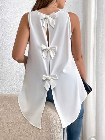 SHEIN Essnce Plus Size Summer White Shirt, Bow Top, Cute Summer Outfit,White Top Summer Tops Summer Clothes Festival Outfits ,White Shirt Tall Women Summer Women Dresses