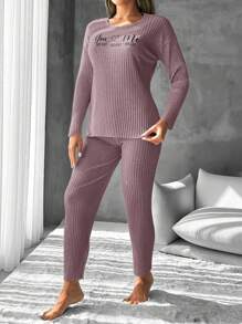 EURMUSE 女士印花圖案紋套領毛衣和短褲休閒套裝