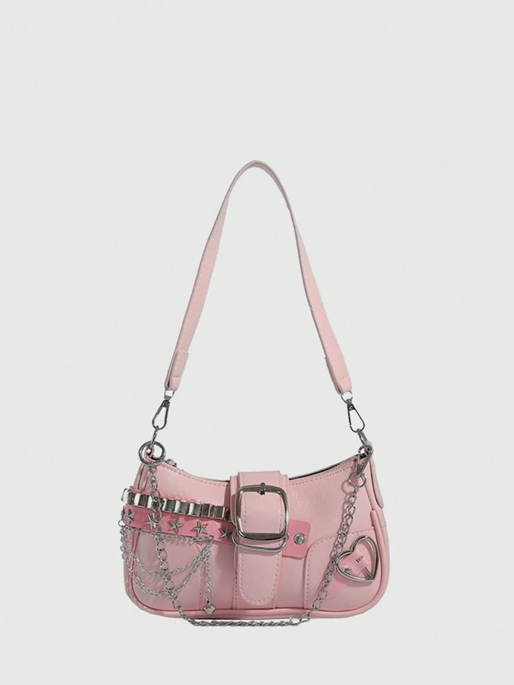Our Kawaii New Sweet & Cool Style Pink Crossbody Bag With Chain