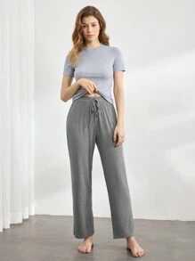 Ocili Leisure Ultra Soft & Comfy Flowy Lounge Cozy Pants Holiday Season, Fall & Winter - Grey - View 4