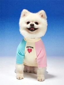 PETSIN Cute Pet Plaid Heart Printed Unisex T-Shirt With Color Block Raglan Sleeve