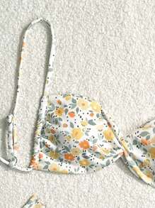 SHEIN Swim Women Ditsy Floral Bikini Set, Random Print,Summer Beach - Multicolor - View 3