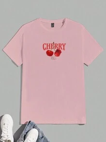 Manfinity Roghcode Men Regular-Fit Short Sleeve T-Shirt With Dark Pink Knit And Standard Code - Baby Pink - View 3