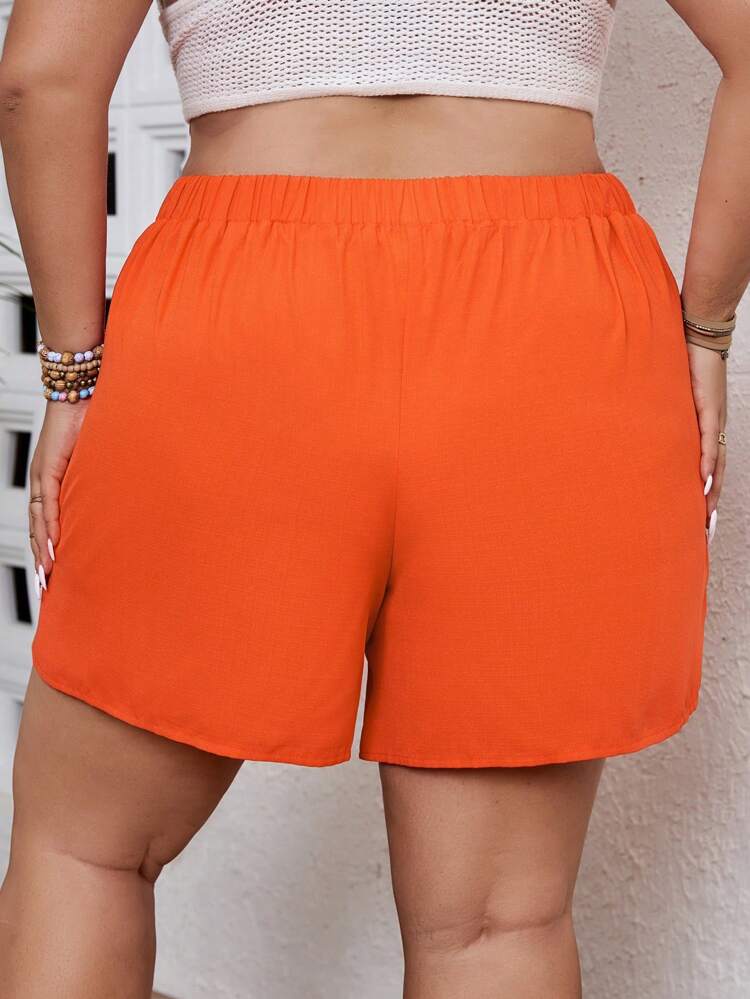 Plus Size Women's Fashionable Solid Color Double-Layer Shorts