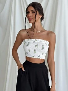Firerie Áo cánh hở vai họa tiết hoa Ditsy Ditsy dành cho nữ, ngày lễ & đi biển - trắng - Xem 5