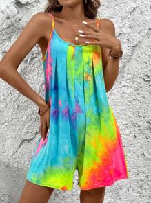 LONESS Women's Loose Tie-Dye Sleeveless Jumpsuit For Casual Wear