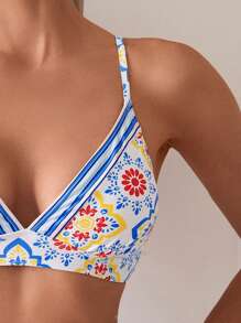 SHEIN Swim 女士花卉印花性感比基尼套装，适合假期穿着，比基尼套装夏季 - 彩色 - 查看 7
