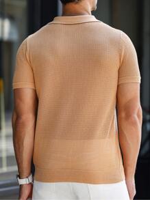 Manfinity Homme Top Tejido De Manga Corta En Color Sólido, Ideal Para Hombre En Primavera Y Verano - Marrón - Ver 2