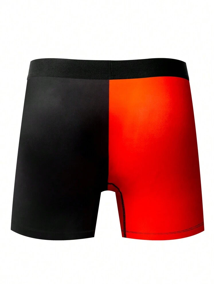 Men's Color Block Emoticon Printed Boxer Briefs